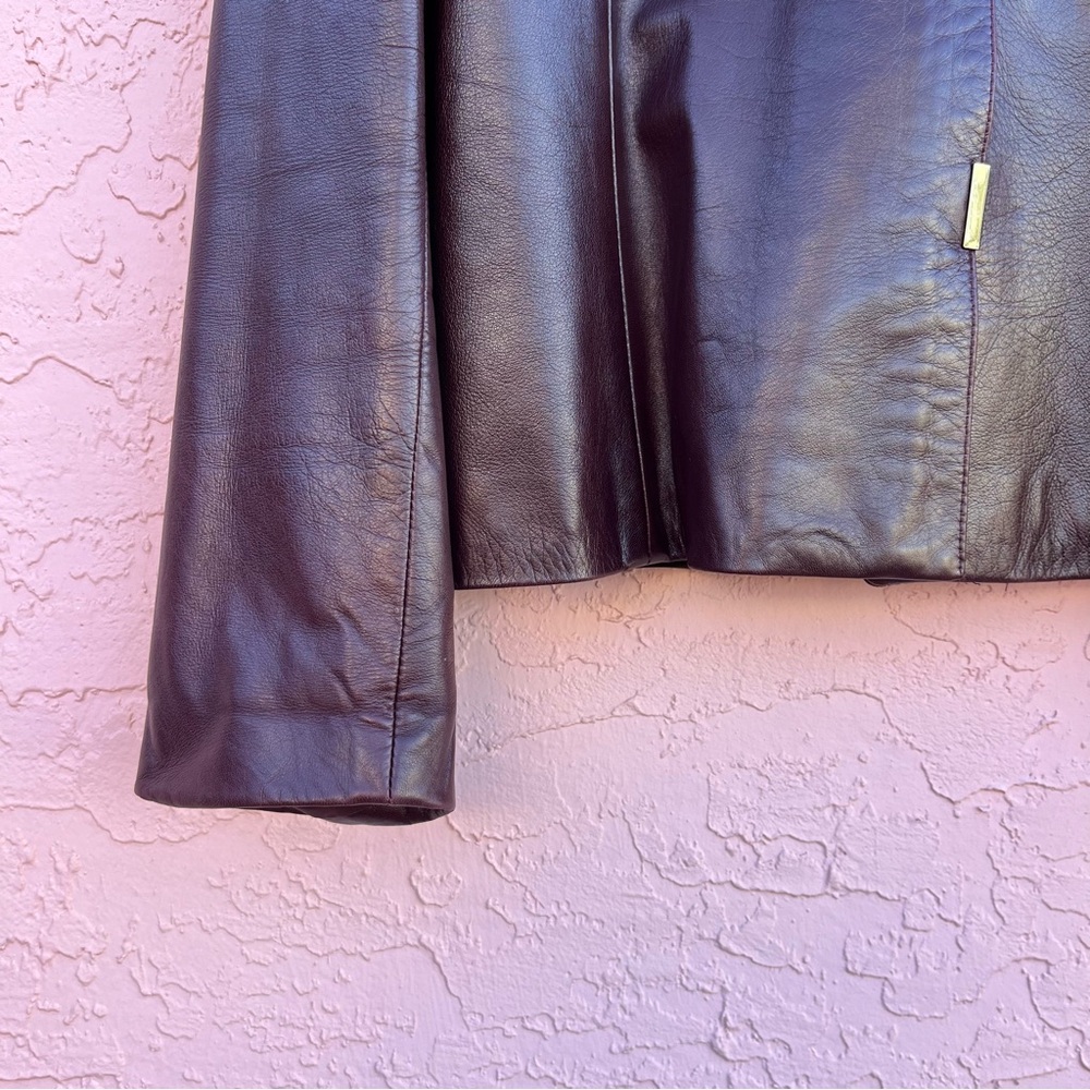 Danier Leather Coat Jacket Burgundy Deep Red Size… - image 3